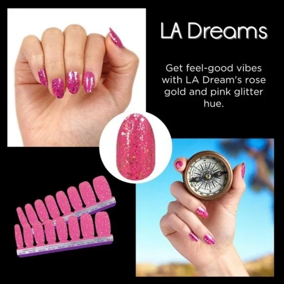 Color Street-Retired LA DREAMS- Pink Glitter Nail Polish Strips - Picture 3 of 3